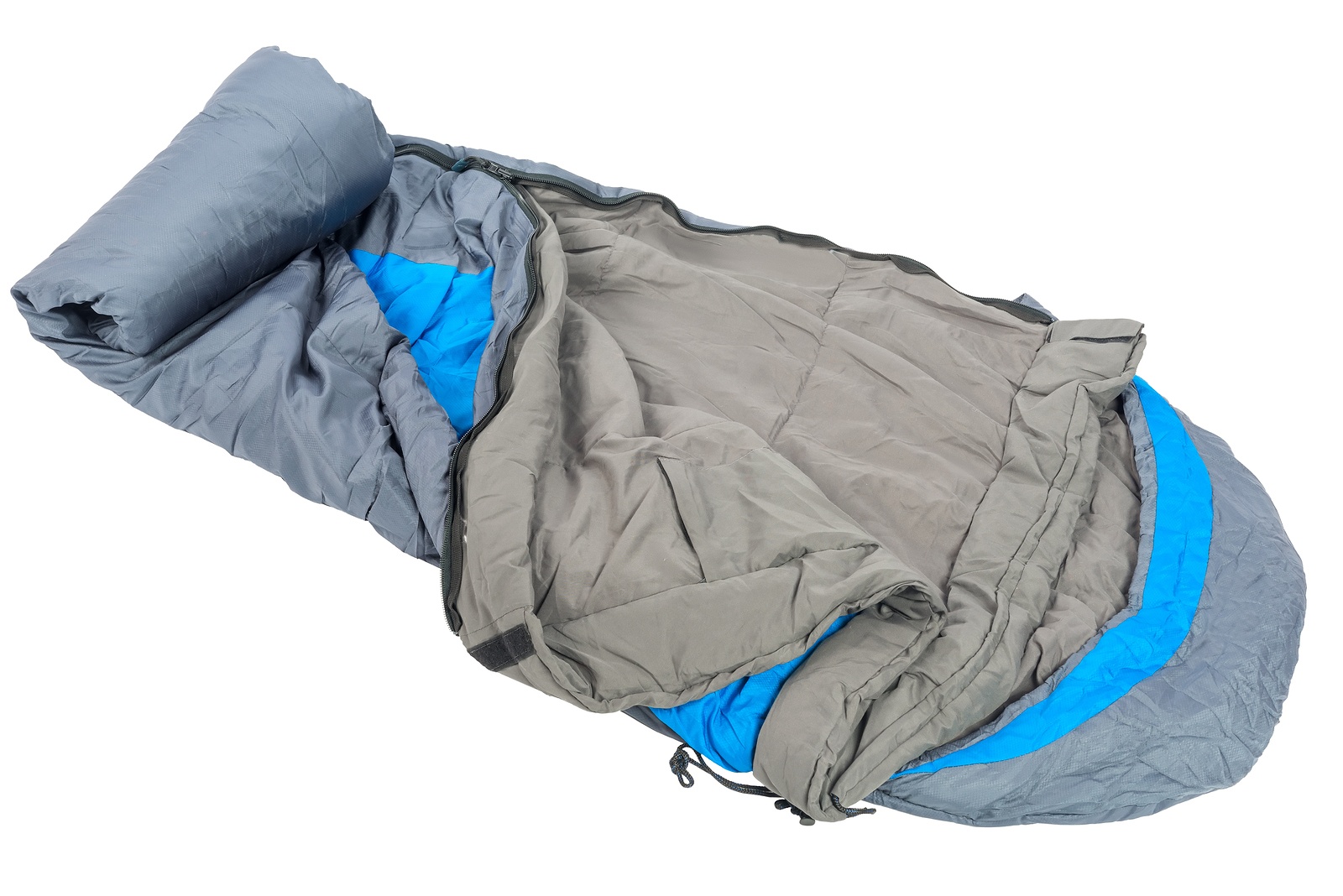 close-up of a sleeping bag is very warm for sleeping outdoors isolated