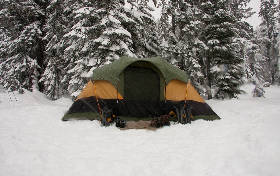 Tent, Snow, Ice, Winter Landscape