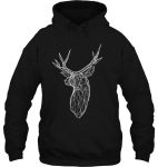 3d white line stag deer polygon head hoodie