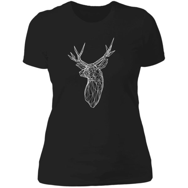 3d white line stag deer polygon head lady t-shirt