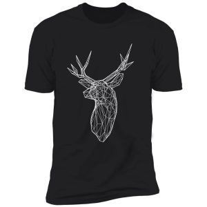 3d white line stag deer polygon head shirt