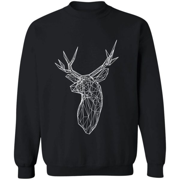3d white line stag deer polygon head sweatshirt