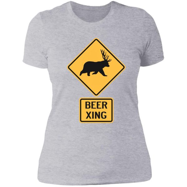 bear deer beer crossing lady t-shirt
