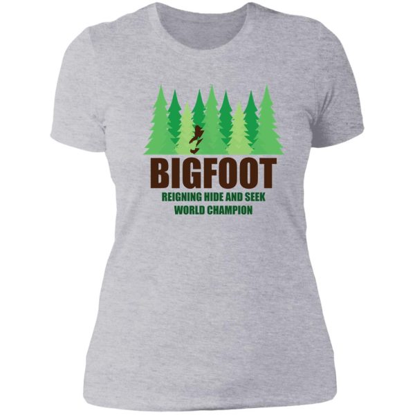 bigfoot sasquatch hide and seek world champion lady t-shirt