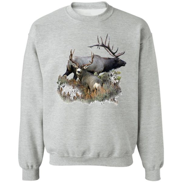 bull elk and mule deer buck sweatshirt