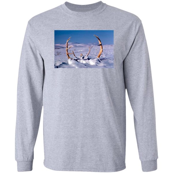 caribou antlers in the snow long sleeve