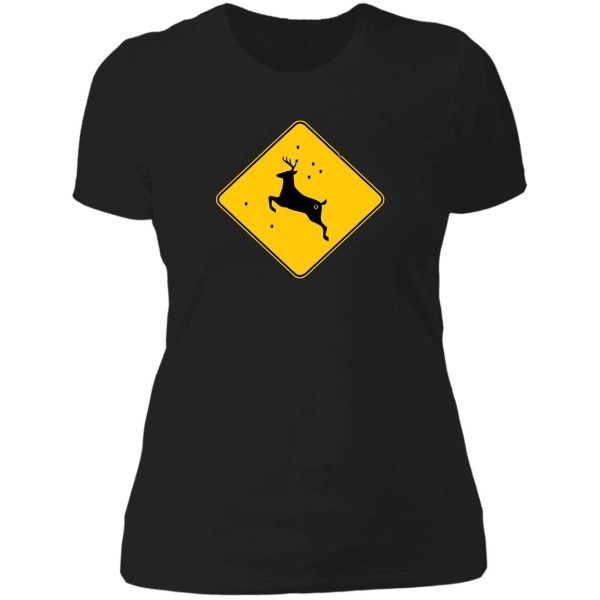 deer crossing sign 2 lady t-shirt