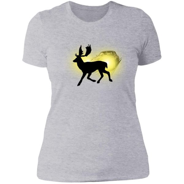 deer in the headlights lady t-shirt