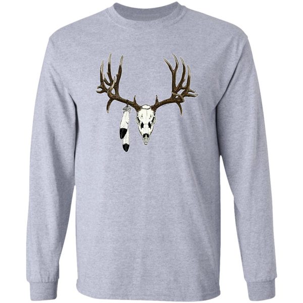 deer skull with eagle feather long sleeve
