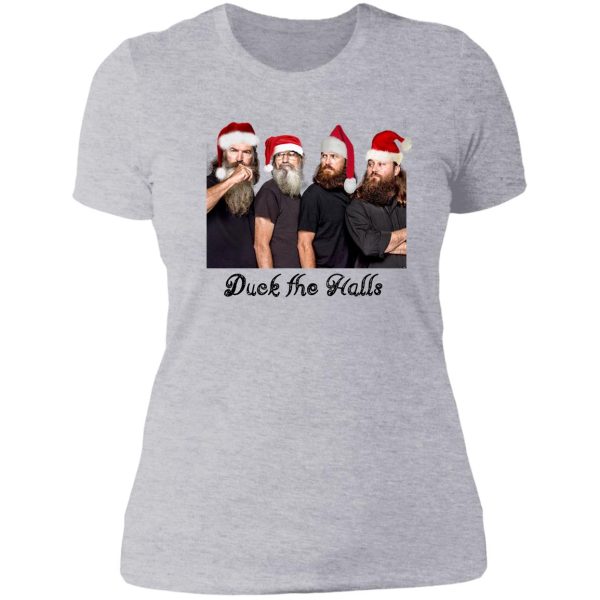 duck the halls lady t-shirt