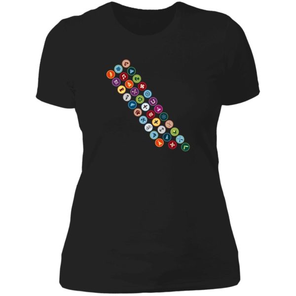 merit badge sash lady t-shirt