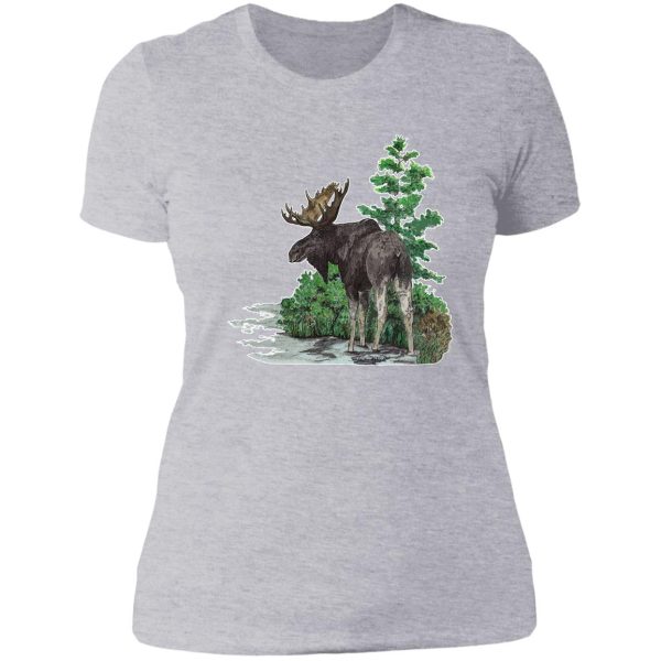 moose watercolor lady t-shirt