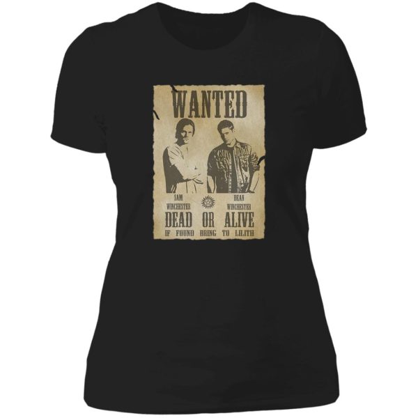 supernatural - wanted dead or alive lady t-shirt