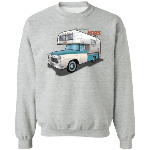 1960 avion camper and international truck sweatshirt