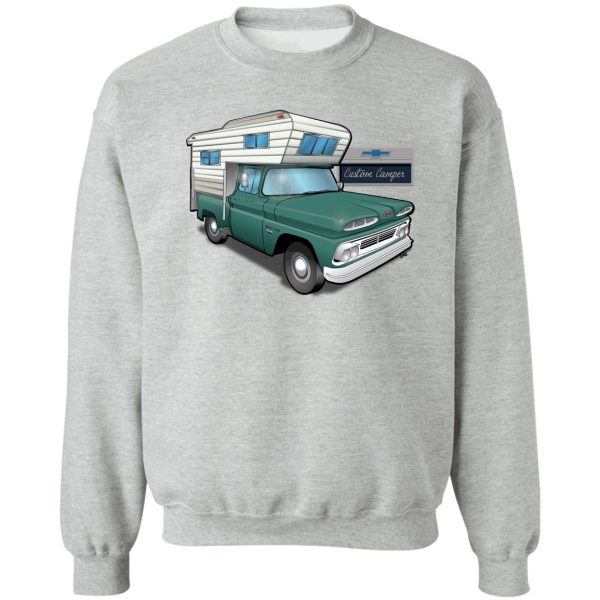 1960 chevy custom camper truck green sweatshirt