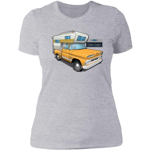 1960 chevy custom camper truck orange lady t-shirt