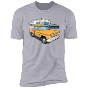 1960 chevy custom camper truck orange shirt