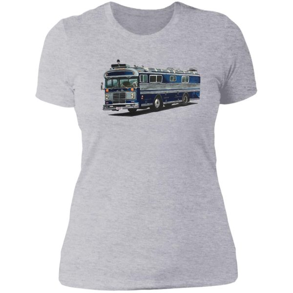 1978 bluebird wanderlodge campervan rv lady t-shirt
