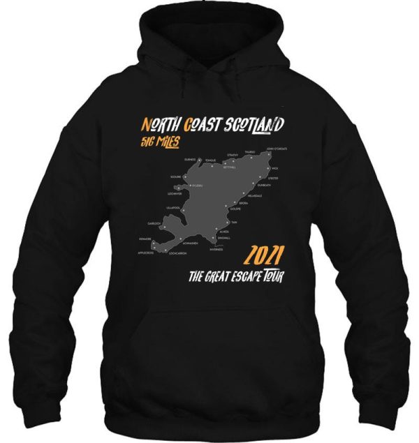 2021 the great escape tour north coast nc516 t-shirt route map scotland 516 miles hoodie