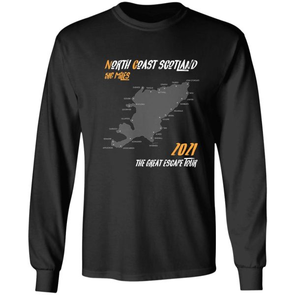 2021 the great escape tour north coast nc516 t-shirt route map scotland 516 miles long sleeve