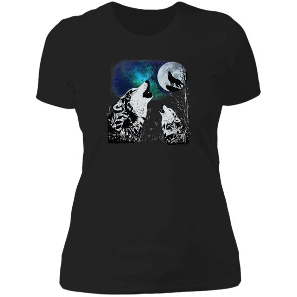 3 wolf and moon lady t-shirt