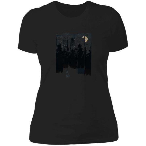 a fox in the wild night lady t-shirt