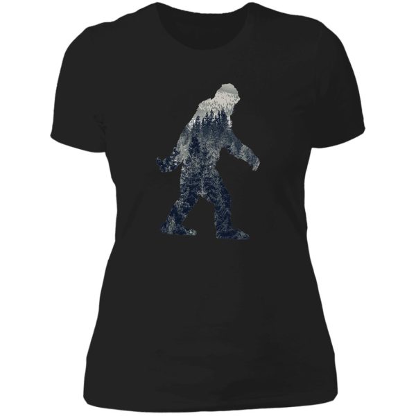 a sasquatch silhouette in the north lady t-shirt