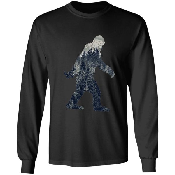 a sasquatch silhouette in the north long sleeve