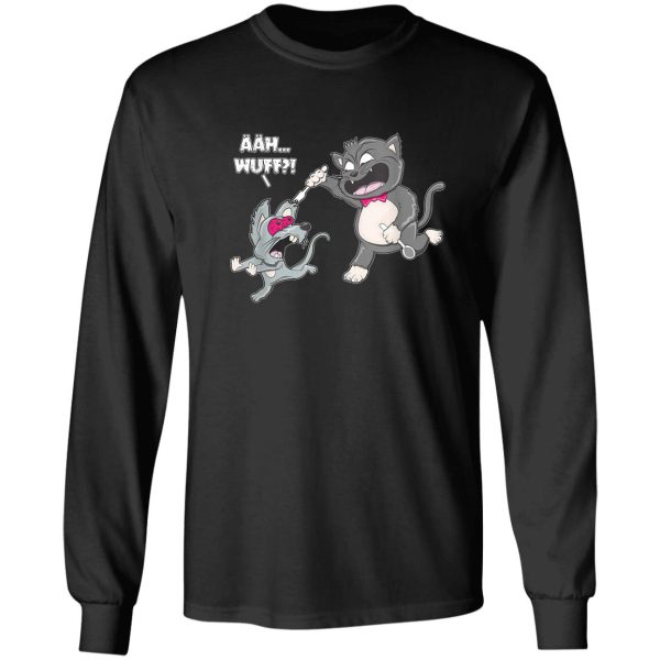 ääh wuff funny cat hunting a clever mouse long sleeve