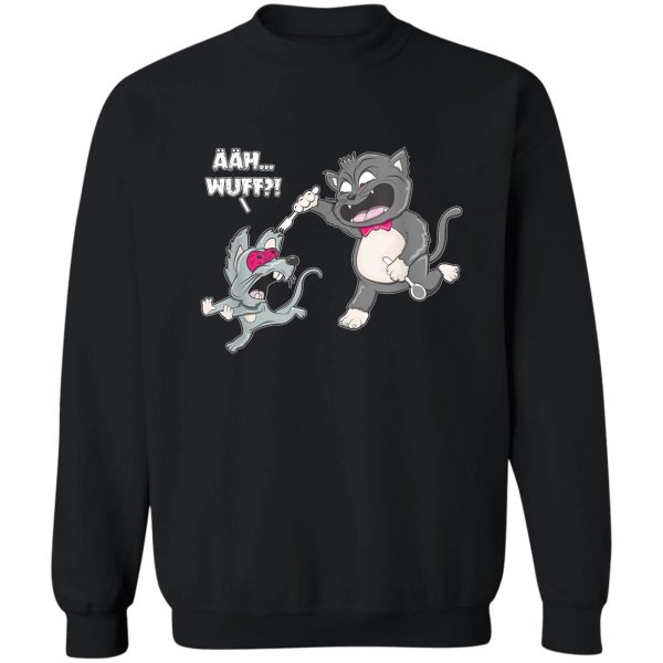 ääh wuff funny cat hunting a clever mouse sweatshirt