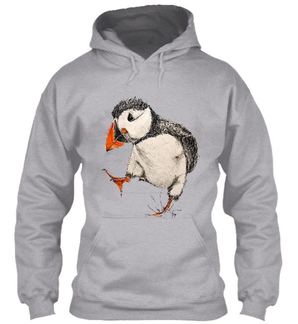 abstract pen and watercolor puffin hoodie