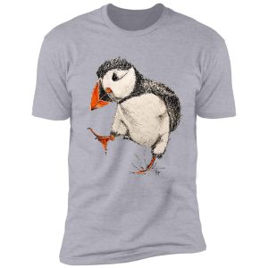 abstract pen and watercolor puffin shirt
