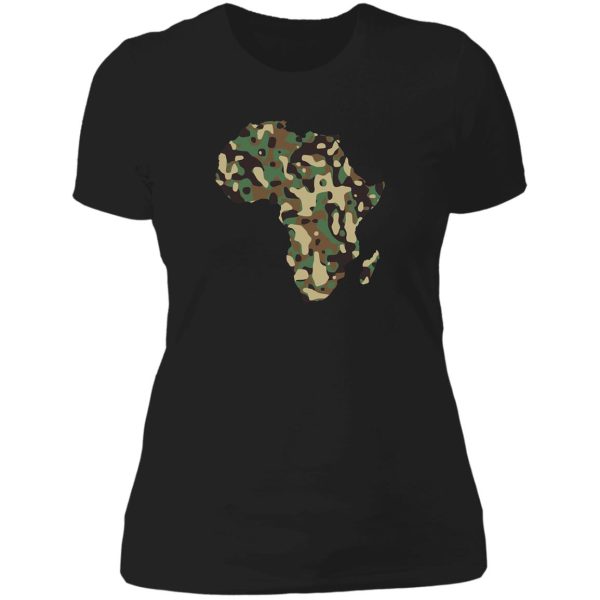 africa woodland camo mapfunny military camouflage lady t-shirt