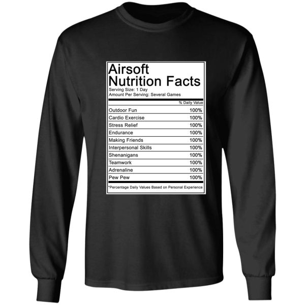 airsoft nutritional facts long sleeve