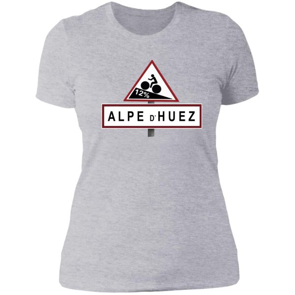 alpe d'huez road sign cycling lady t-shirt