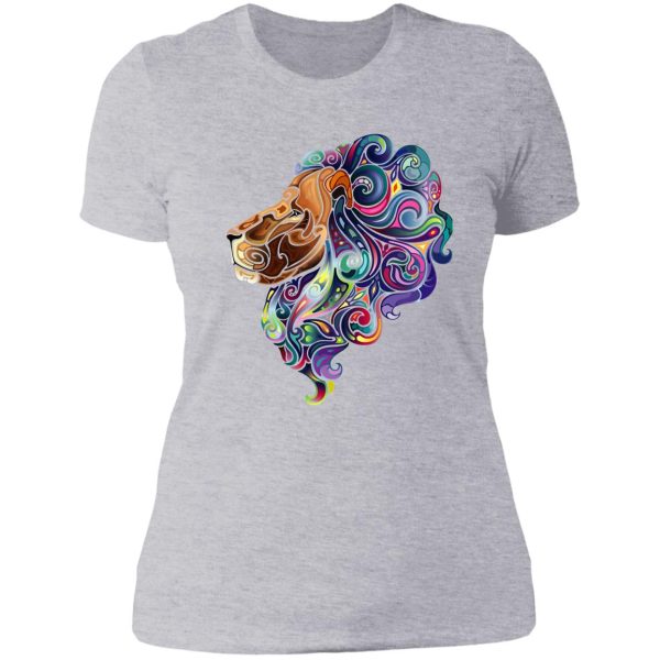 amazing colorful lion lady t-shirt