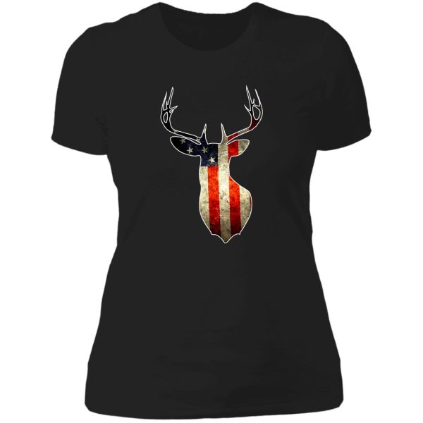 america flag deer heat lady t-shirt
