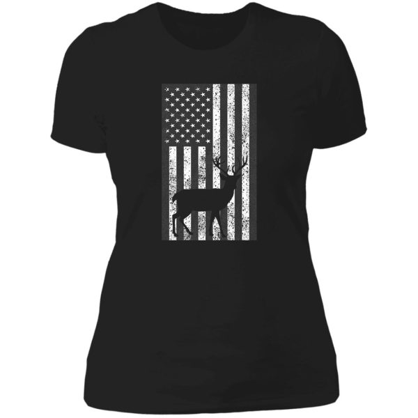 american deer hunter patriotic lady t-shirt