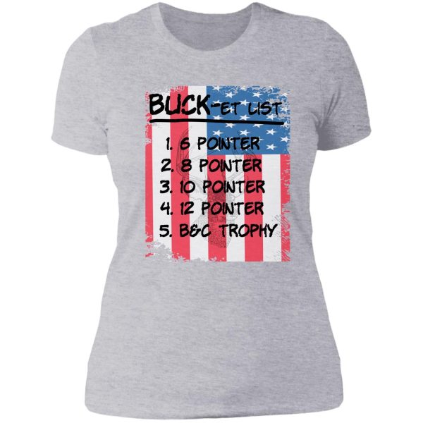 american flag buck-et list hunting shirt lady t-shirt