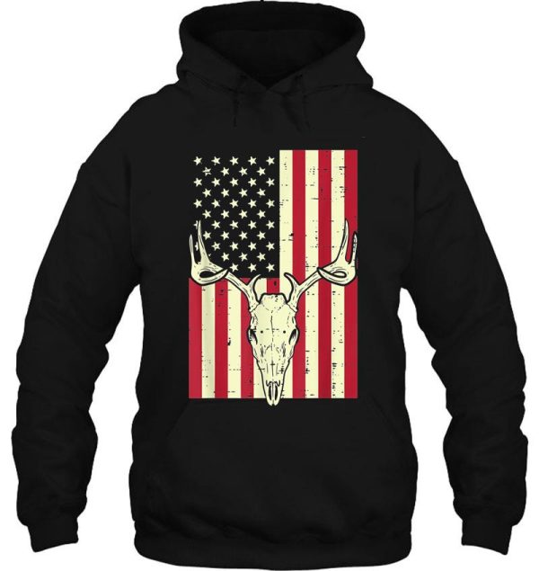 american flag deer skull vintage hunting patriotic hunt dad hoodie