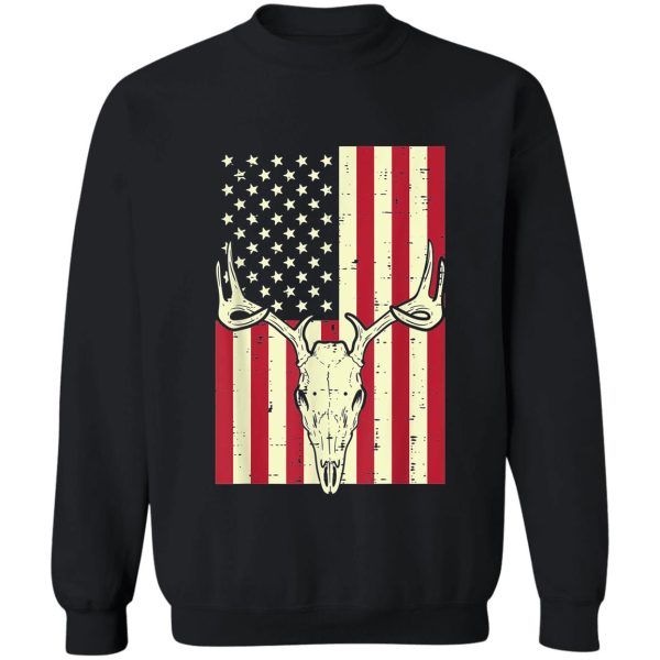 american flag deer skull vintage hunting patriotic hunt dad sweatshirt