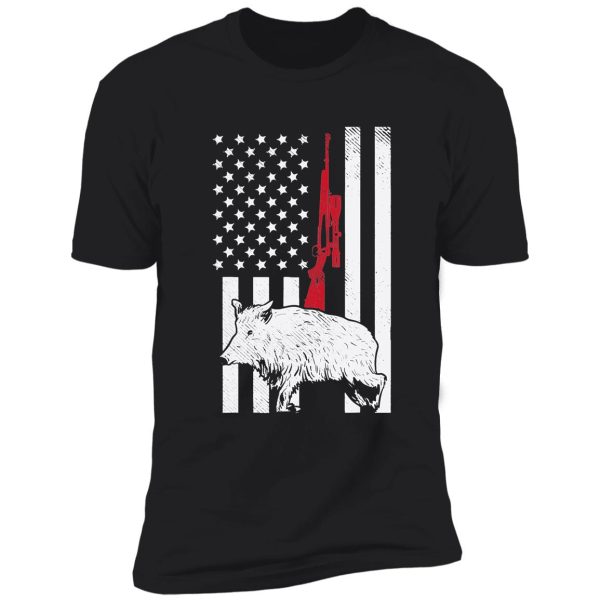 american flag rifle hog boar pig gun hunting usa hunter gift shirt
