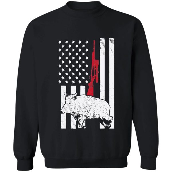 american flag rifle hog boar pig gun hunting usa hunter gift sweatshirt