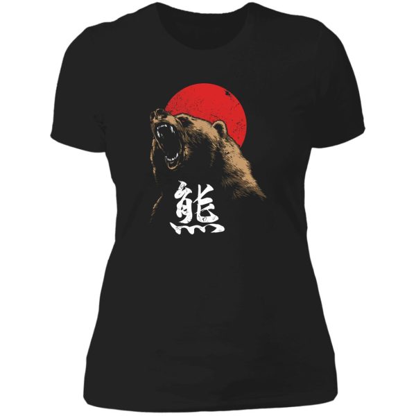 angry bear japanese kanji lady t-shirt