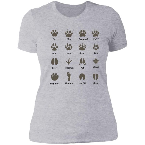 animal footprints tracks identification guide lady t-shirt