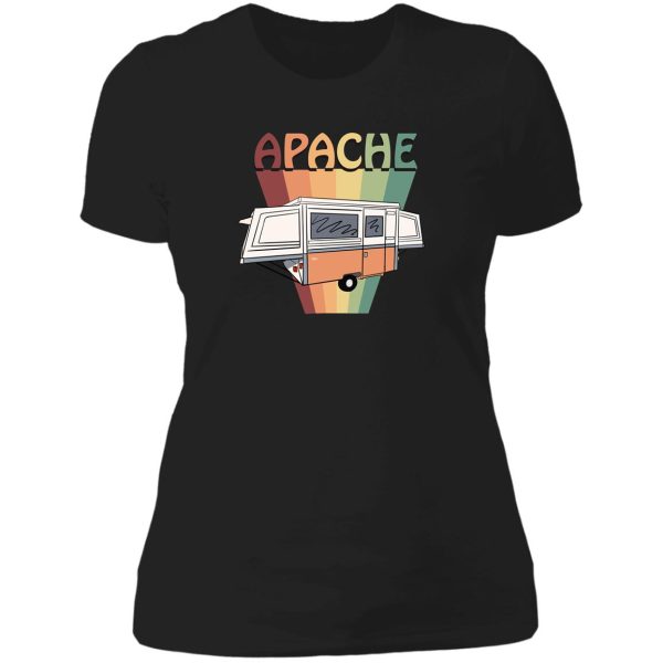 apache mesa pop up camper orange 1972 lady t-shirt