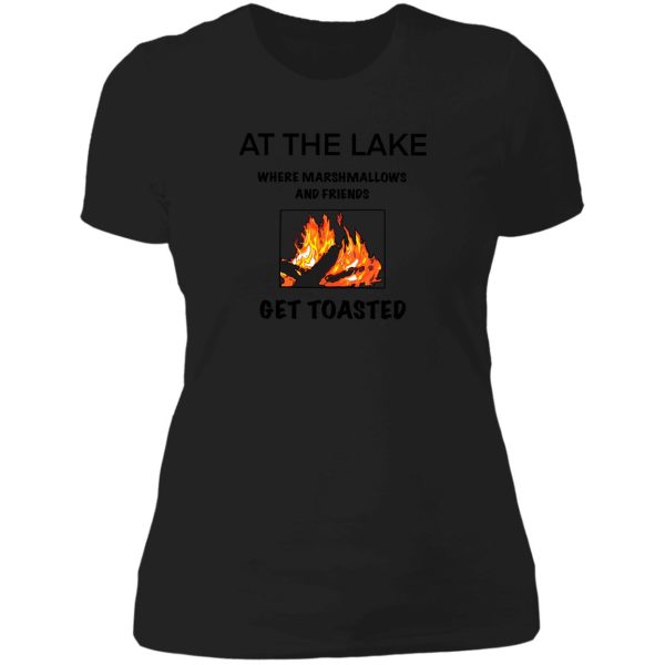 at the lake get toasted colour lady t-shirt