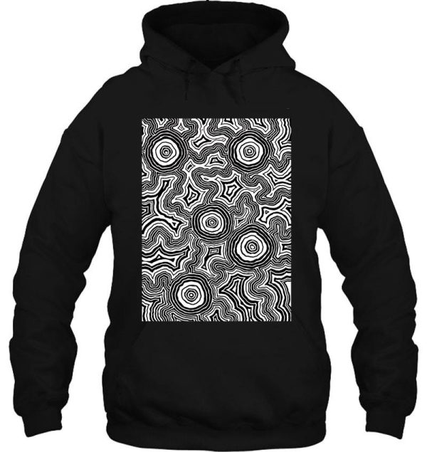 authentic aboriginal art - pathways black & white hoodie