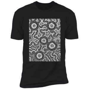 authentic aboriginal art - pathways black & white shirt