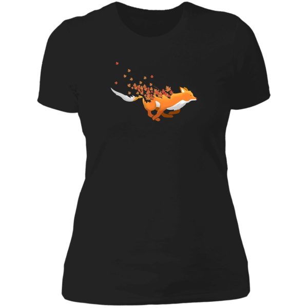autumn leaves fox gift for thanksgiving nature art lady t-shirt